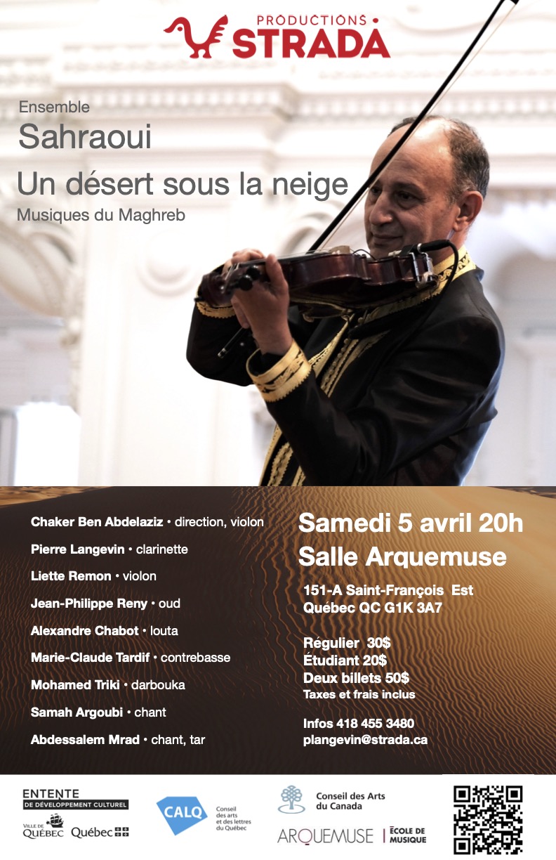 affiche concert Sahraoui 5 avril à la salle Arquemuse